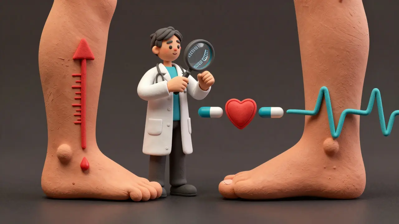 Clay-style split image comparing statin myopathy and neuropathy with CK levels and nerve tests.