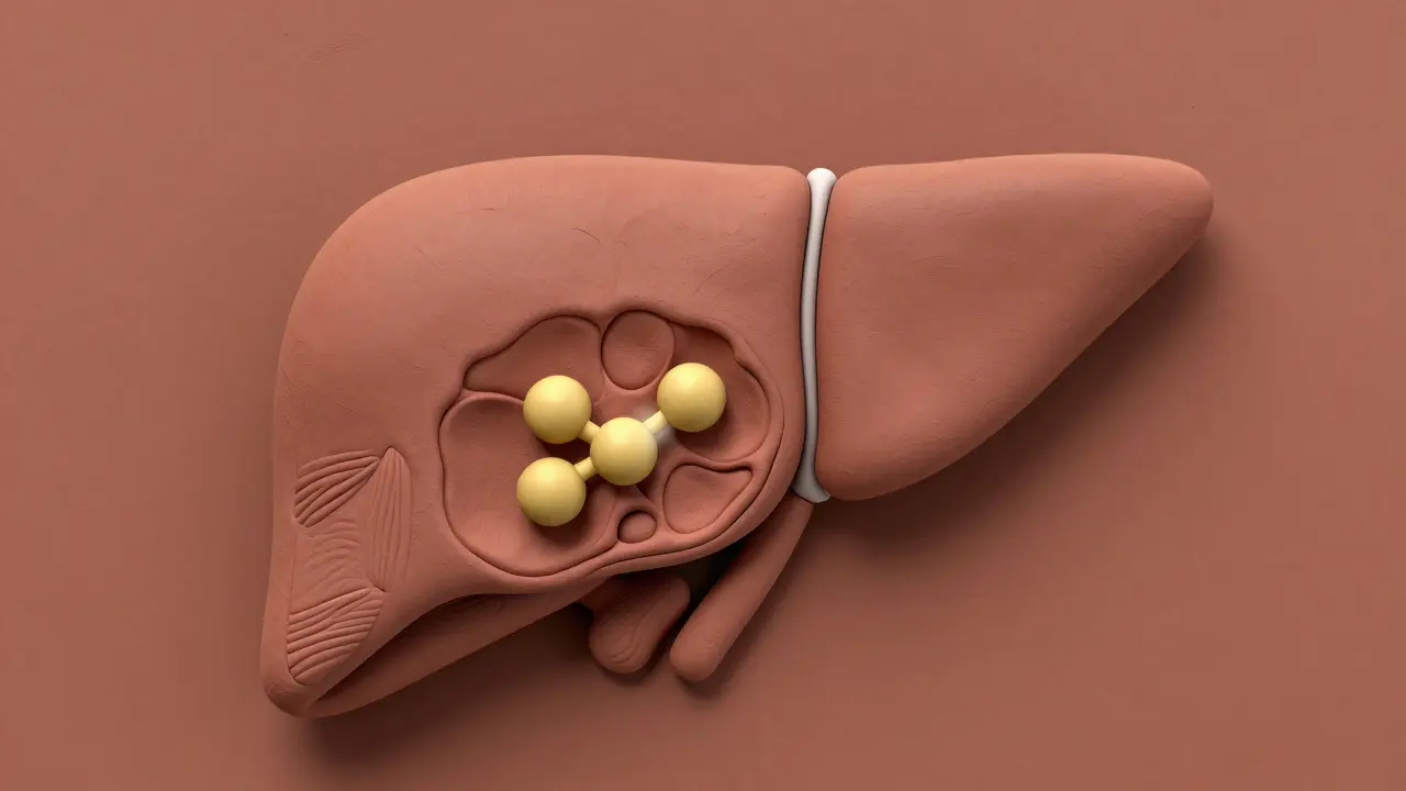 Clay depiction of bempedoic acid working only in the liver, sparing muscles.