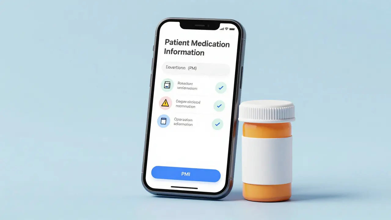 Clay render of a phone showing simplified drug info