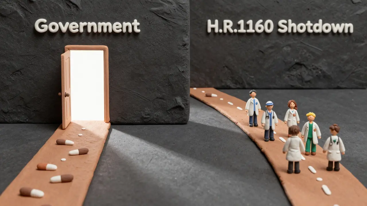 Clay illustration of legislative bills blocked by shutdown